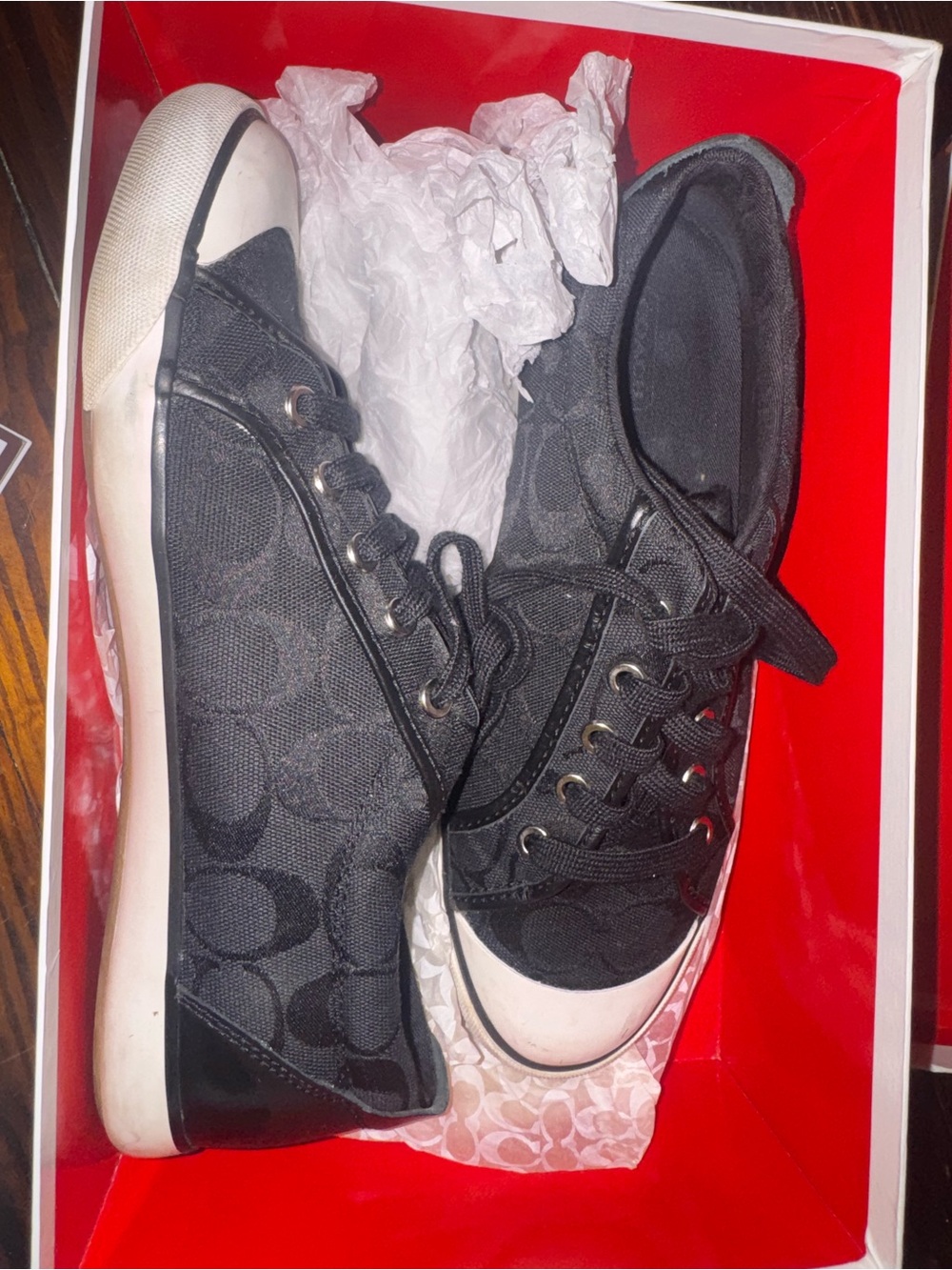 Coach Barrett Signature Canvas Sneakers – Black – Women’s Size 9.5 – Authentic